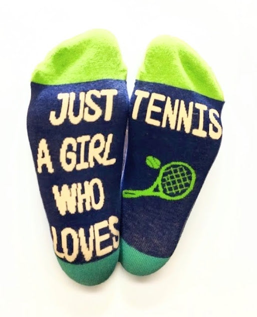 Șosete damă, lungi, cu mesaj pe talpă, tematică tenis, mărime universală