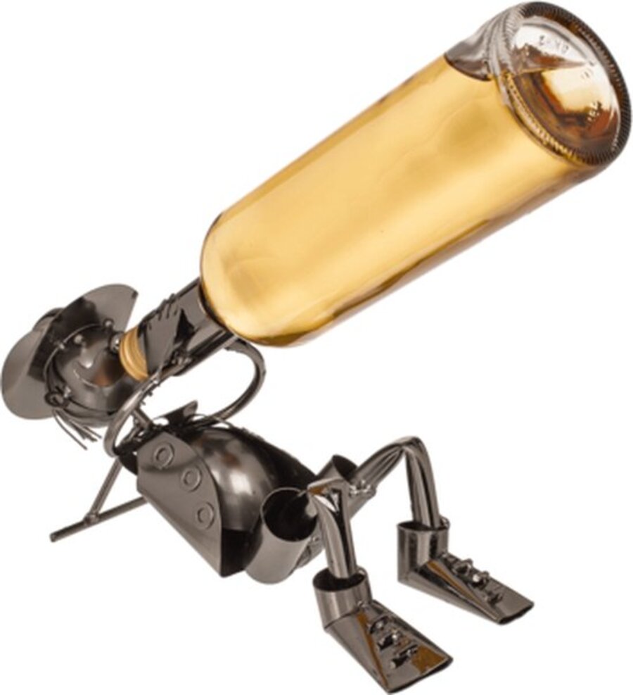 Suport pentru sticlă din metal – figurină Iubitorul de vin