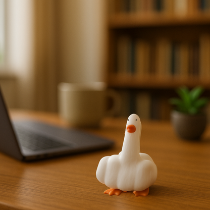 Jucarie antistres, squishy, rață amuzantă cu deget mijlociu, model Middle finger Duck