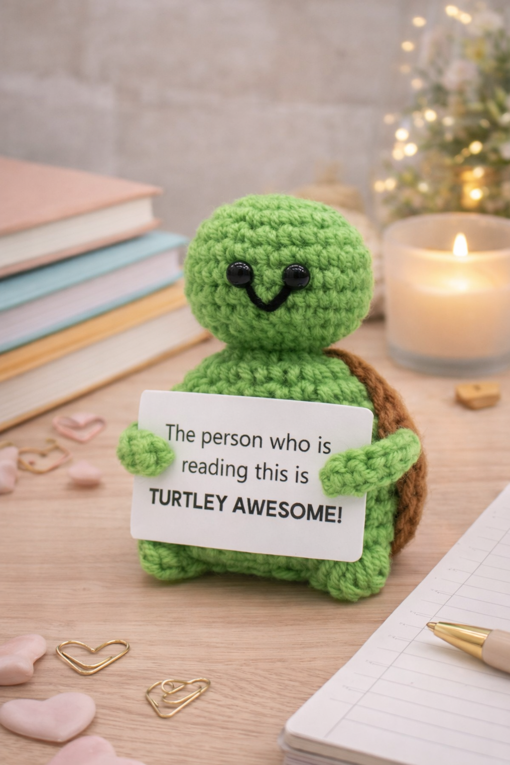 Mascotă croșetată, model Broască Țestoasă, Positive Turtle