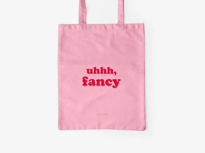 Tote Bag, bumbac premium, ilustrație originală, text Fancy “pink”