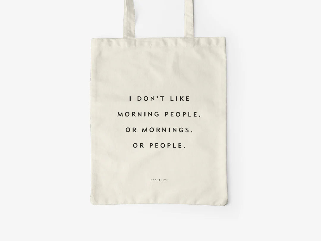 Tote Bag, bumbac premium, ilustrație originală, text Morning People