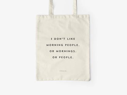 Tote Bag, bumbac premium, ilustrație originală, text Morning People