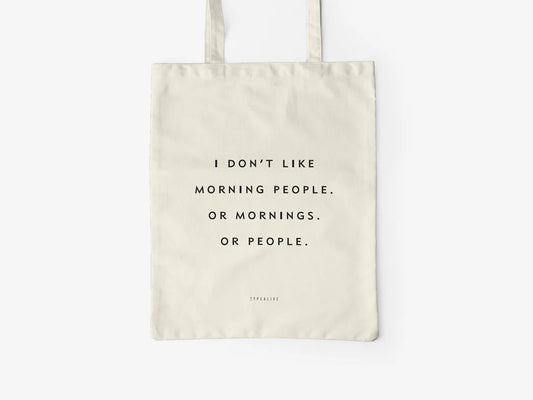 Tote Bag, bumbac premium, ilustrație originală, text Morning People