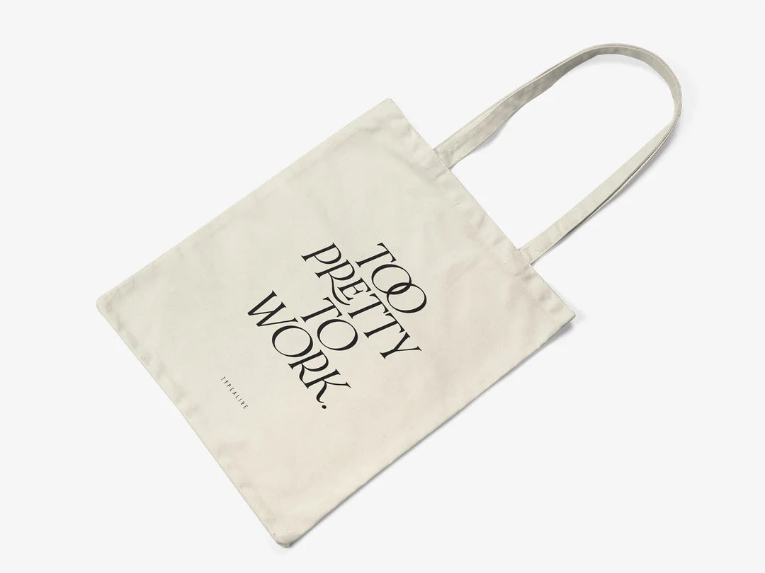 Tote Bag, bumbac premium, ilustrație originală, text Too pretty