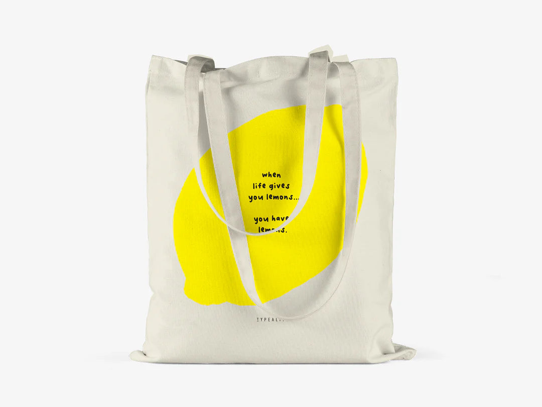 Tote Bag, bumbac premium, ilustrație originală, text You Have Lemons