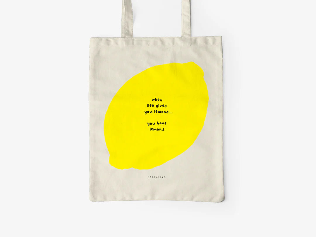 Tote Bag, bumbac premium, ilustrație originală, text You Have Lemons