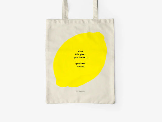 Tote Bag, bumbac premium, ilustrație originală, text You Have Lemons
