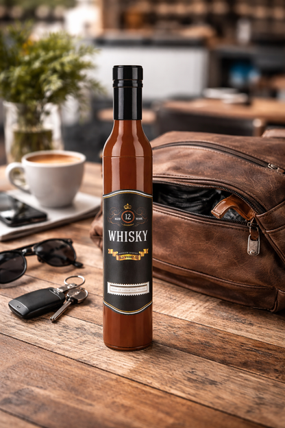 Umbrelă compactă, design inedit, sticlă whisky