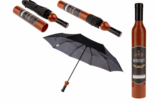 Umbrelă compactă, design inedit, sticlă whisky