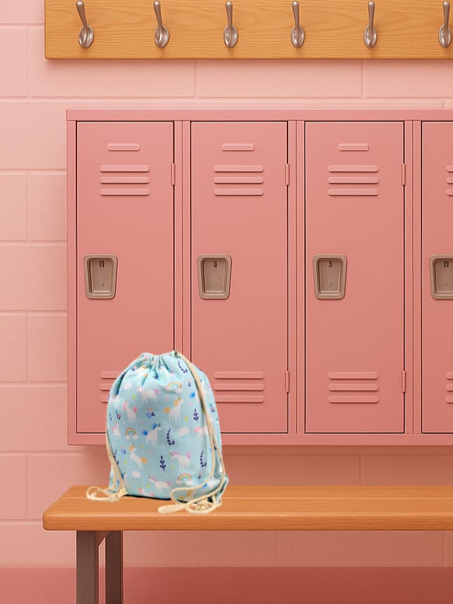 Ghiozdan tip săculeț cu șnur, rucsac sport/grădiniță din bumbac, Unicorn Magic, tematică unicorni