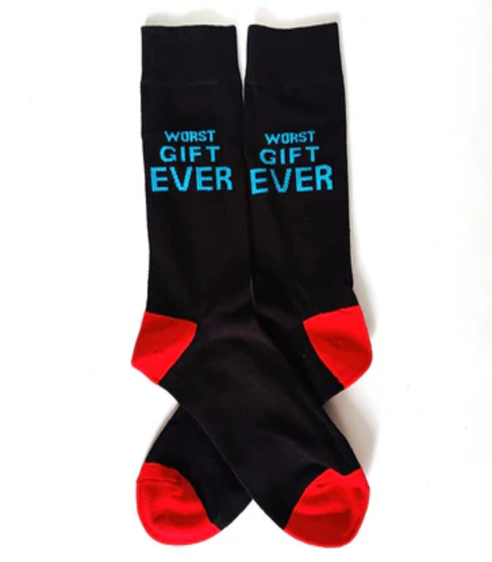 Șosete unisex, mesaj haios "Worst gift ever", mărime universală